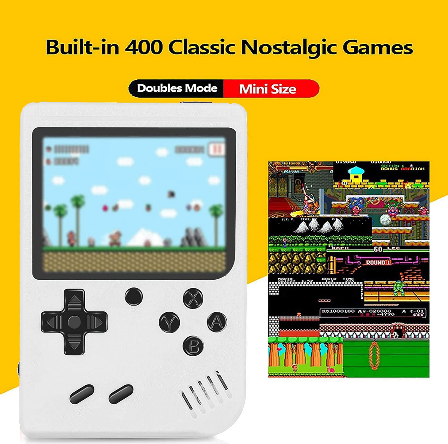 Retro Handheld Game Console - Mini Arcade Machine with 400 Built-in Classic FC Games, Portable Video Game Player for Kids & Adults, Gameboy Style with TV Output - Perfect for Travel, Gifts & Family Entertainment (White)