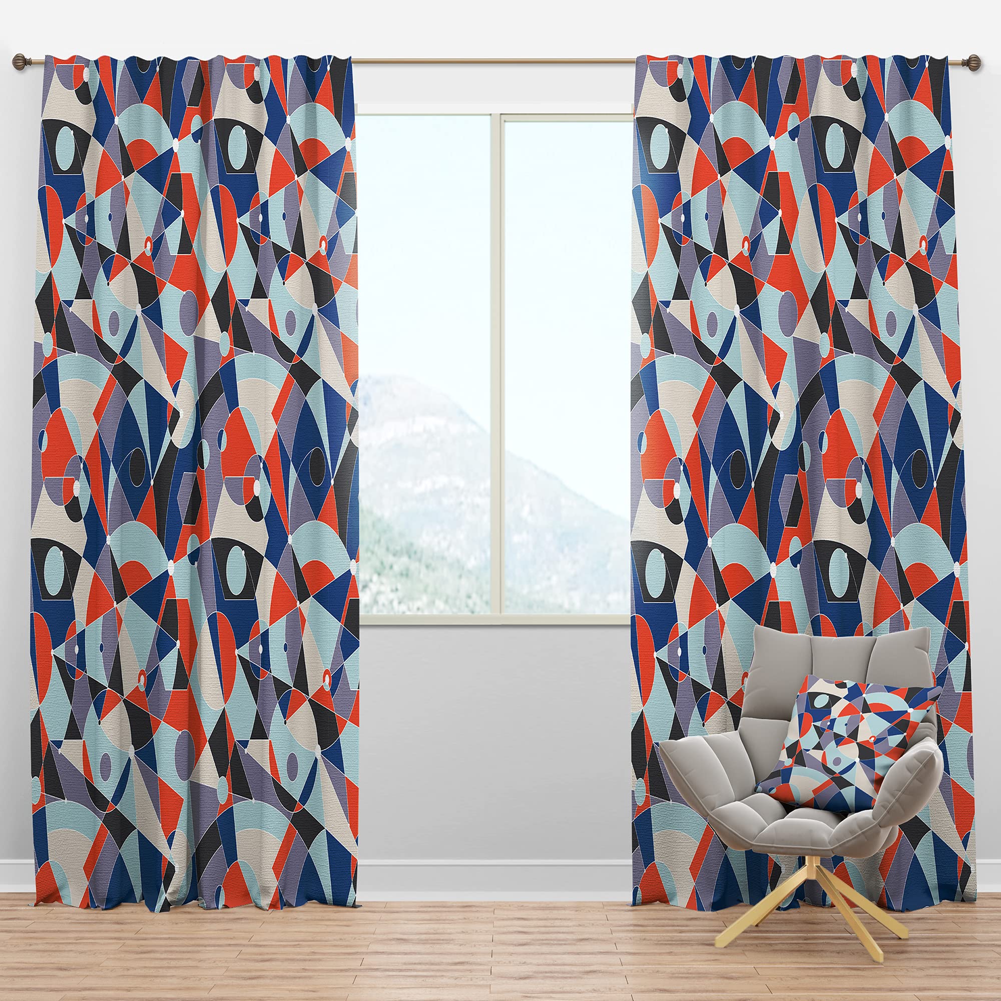Retro Geometric Grid Blackout Curtains - Thermal Insulated Bedroom & Living Room Drapes (52x90, Single Panel) - Perfect for Home Theater, Nursery & Light-Sensitive Sleepers