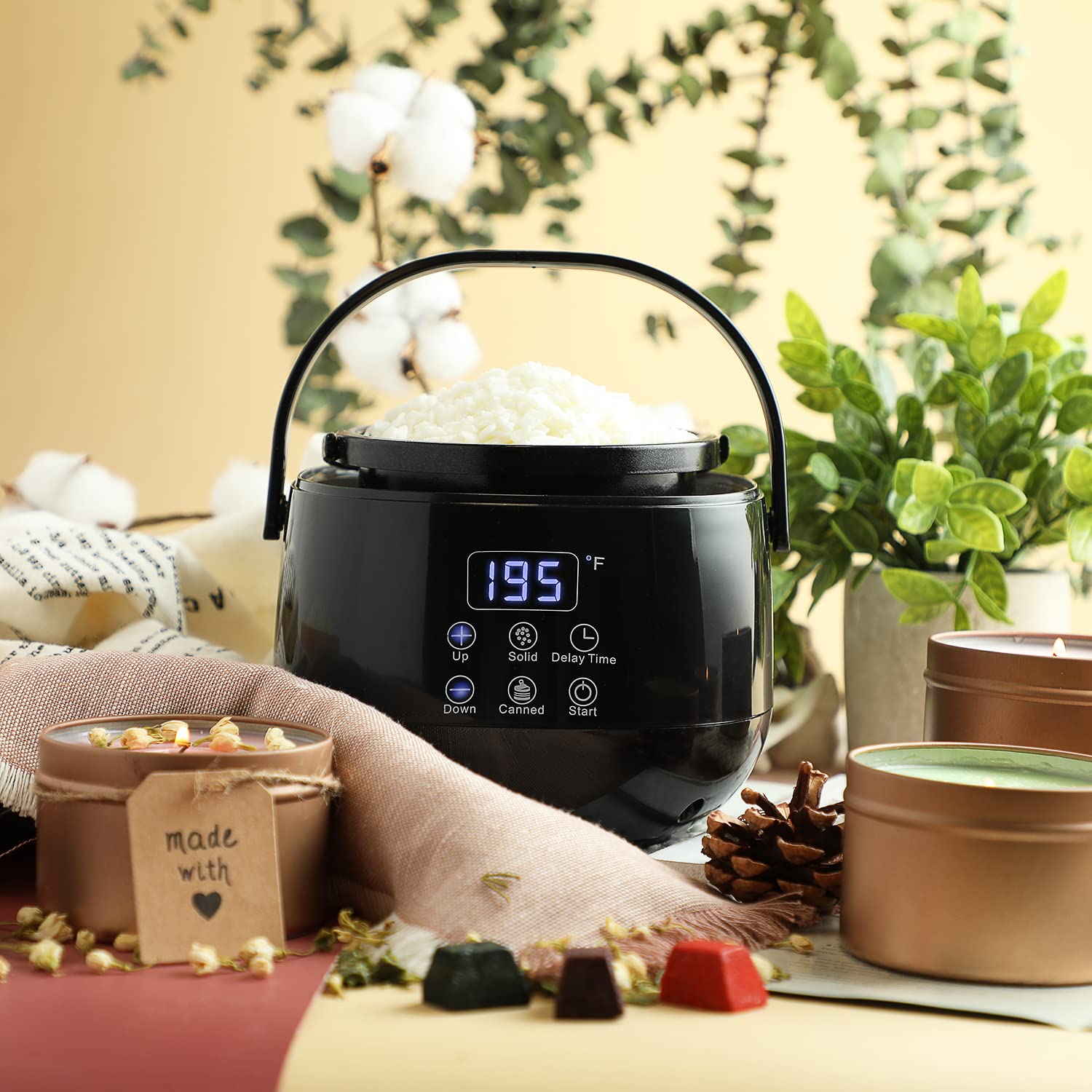 Hearth & Harbor Soy Candle Making Kit for Adults & Kids - DIY Candle Making Supplies with Melter & Electric Pot - 2 Lbs Soy Wax, Wicks, Fragrance Oils - Perfect for Home Decor, Gifts & Relaxation