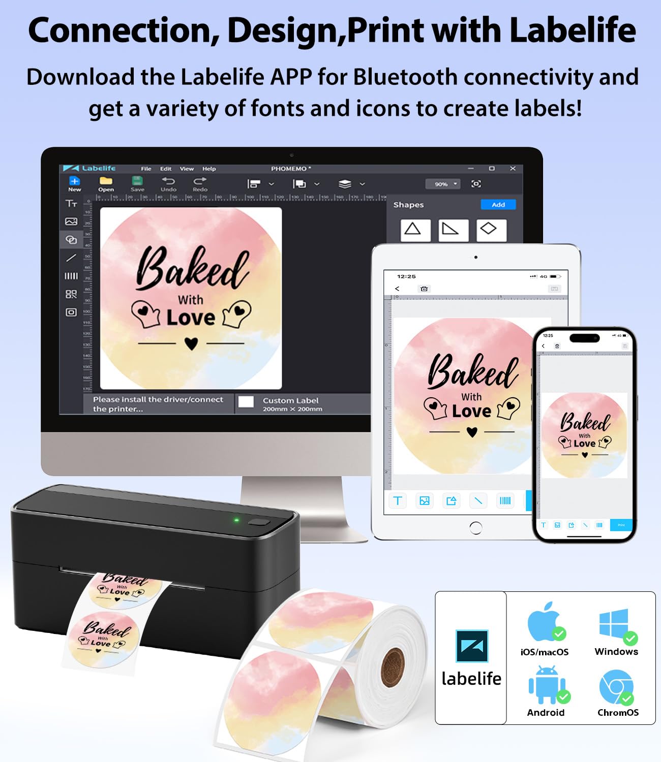 Phomemo 241BT Wireless Bluetooth Thermal Label Printer - 4x6 Shipping Label Maker for Barcode, Amazon, Etsy, Shopify - Compatible with DHL, FedEx, UPS - Perfect for Home Business & E-commerce Shipping