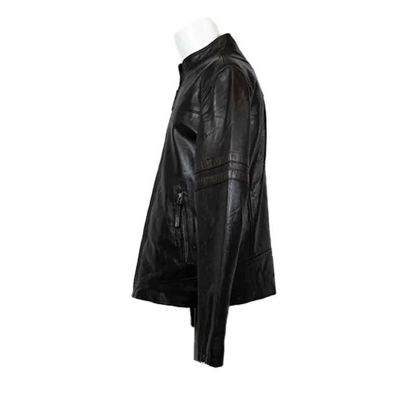 BOL Men's Zip Up Genuine Lamb Leather Jacket - Stylish & Durable for Casual Outings & Motorcycle Rides