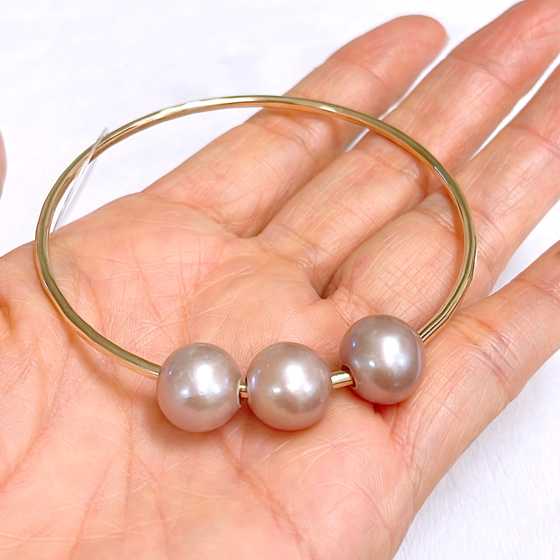 Paige Pink Pearl Bangle Bracelet (B118) - Elegant Jewelry for Women, Perfect for Parties, Weddings & Everyday Wear