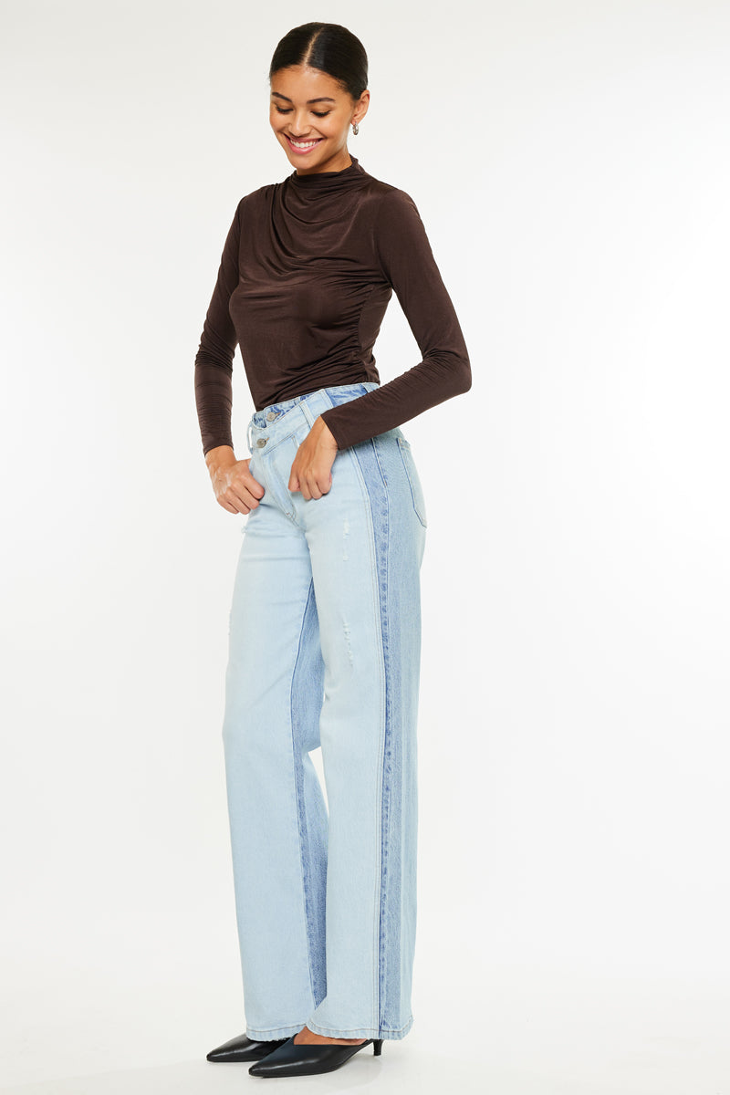 Clara High Rise Wide Leg Jeans for Women - Stretchy Comfort Denim Pants, Trendy Flared Bootcut Design - Perfect for Casual Outfits, Office Wear & Date Nights
