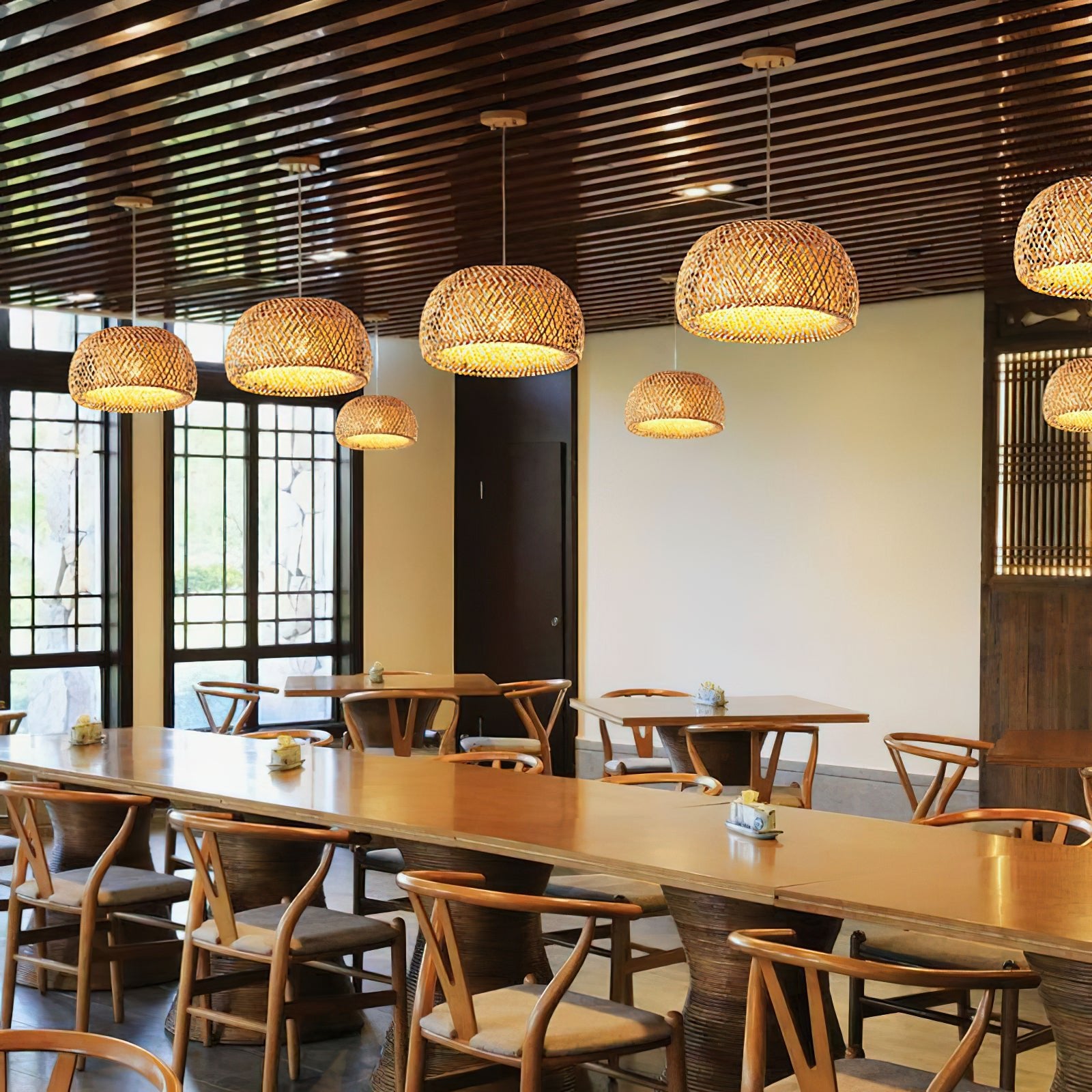 Handmade Bamboo Braided Pendant Light - Natural Rattan Hanging Chandelier for Dining Room, Bedroom, or Patio Decor