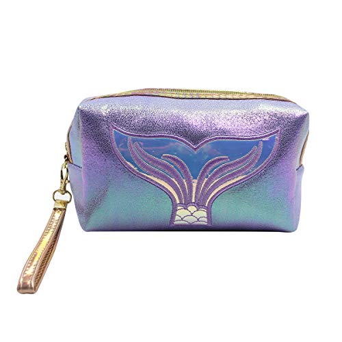 Holographic Cosmetic Bag for Travel - Mermaid Themed Makeup Organizer & Small Toiletry Pouch | Perfect for Girls' Travel, Beach Trips & Gift Giving