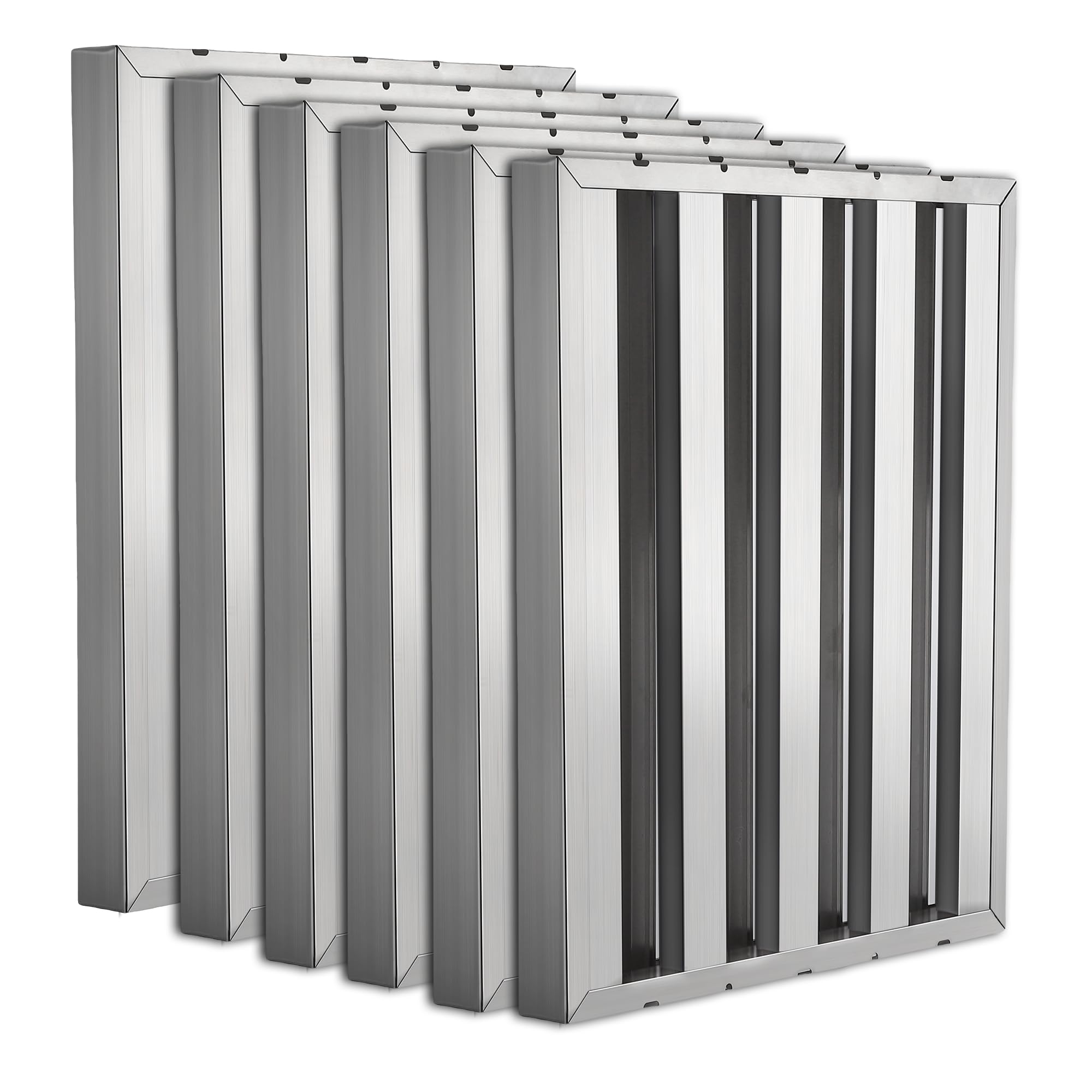 GARVEE 19.5x24.5 Inch Stainless Steel Range Hood Filters - 430 Grade, 5 Grooves, Pack of 6 (19.5W x 19.5H) - Perfect for Kitchen Ventilation, Grease & Odor Removal