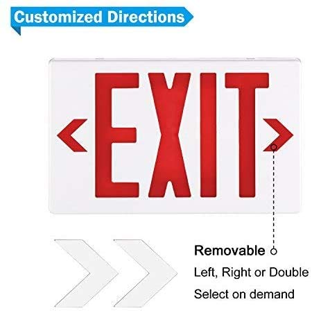 4 Pack UL Listed Red LED Exit Sign - Double Face 120-277VAC Fire Exit Signs with Emergency Lights & Battery Backup - Ideal for Commercial Buildings, Warehouses & Emergency Exits