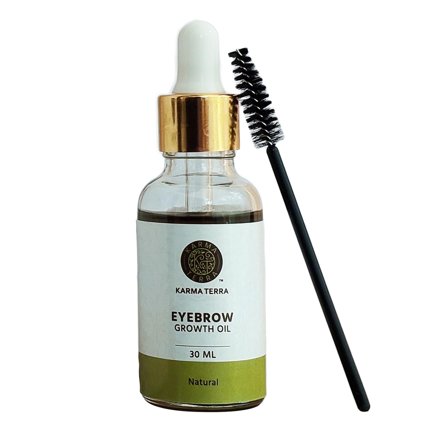 Organic Karma Terra Eyebrow Growth Oil with Coconut & Castor Oil - Natural Thickening Serum for Fuller Brows, 30ml - Perfect for Daily Eyebrow Care & Styling