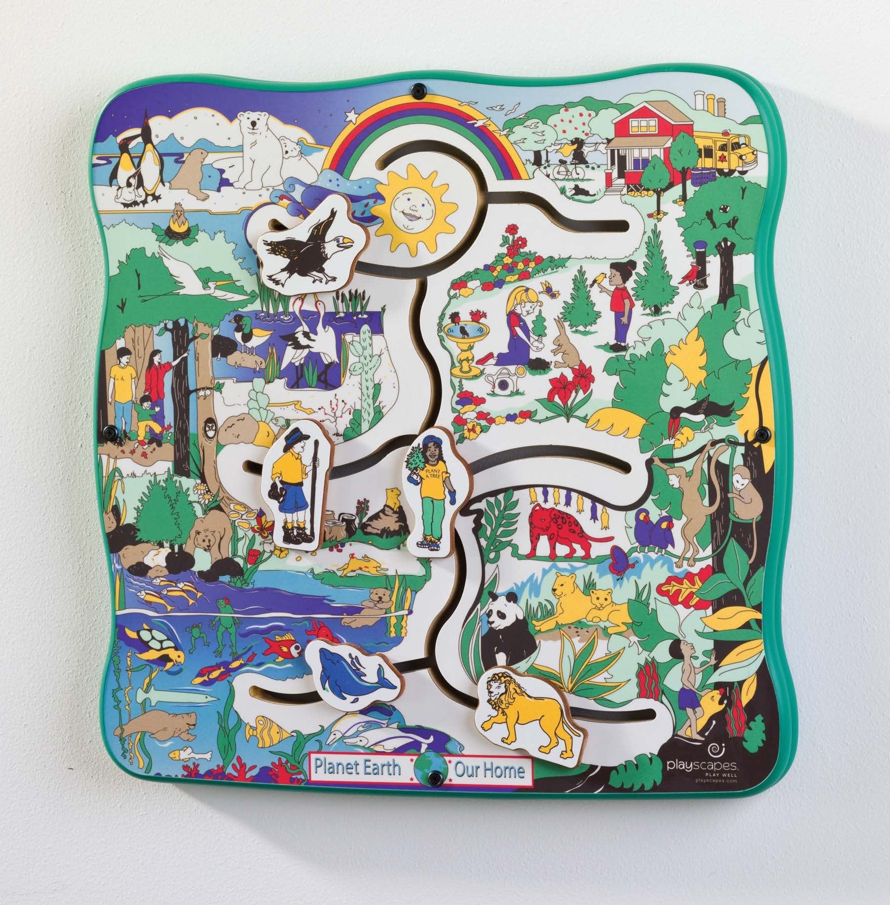 Earth Journeys Interactive Wall Panel Toy for Kids - Educational Sensory Play & Learning Activity for Home & Classroom