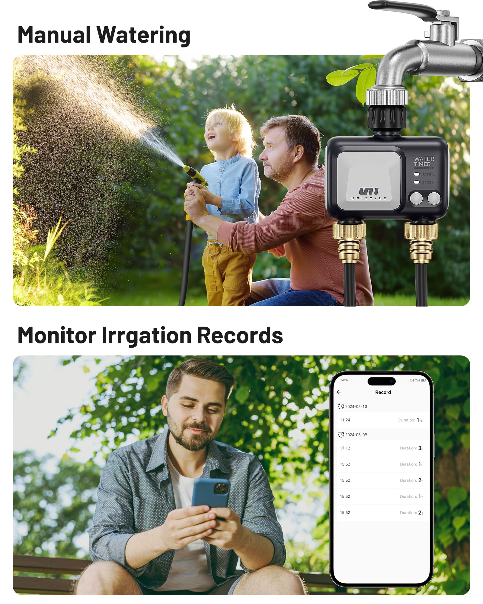 Smart WiFi Sprinkler Timer 2 Zone - Programmable Outdoor Irrigation Controller with Rain Delay/Auto Mode/Manual - WiFi Water Timer for Lawns, Yards & Gardens - Perfect for Automated Lawn Care & Smart Home Watering Systems