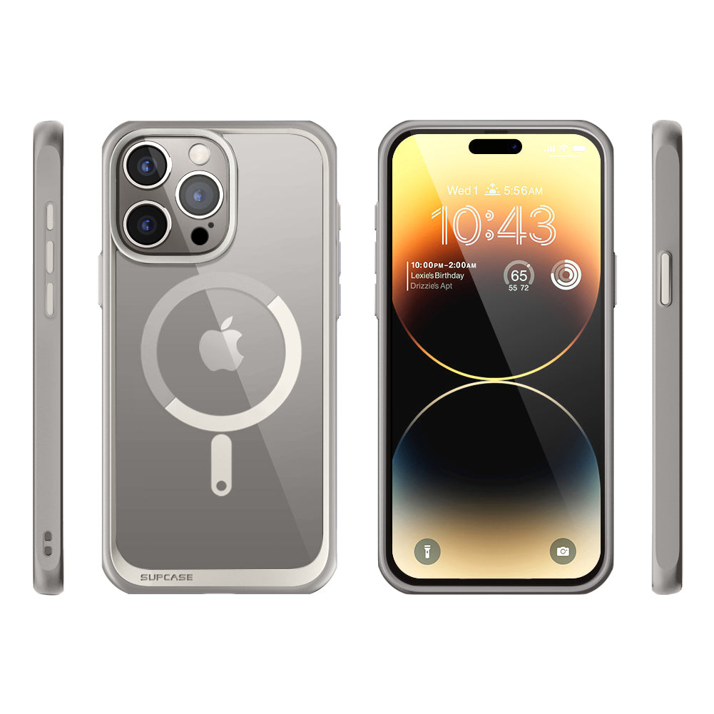 iPhone 15 Pro 6.1 Inch Unicorn Beetle MAG Slim Clear Case with MagSafe - Shockproof Protective Cover for Everyday Use (Gray) - Perfect for Work, Travel & Outdoor Activities