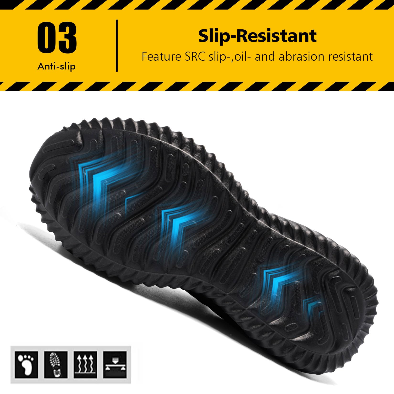 Tinefiy Women's Steel Toe Work Shoes - Lightweight, Slip & Puncture Resistant Safety Sneakers with Cushioning for Construction, Warehouse & Outdoor Work