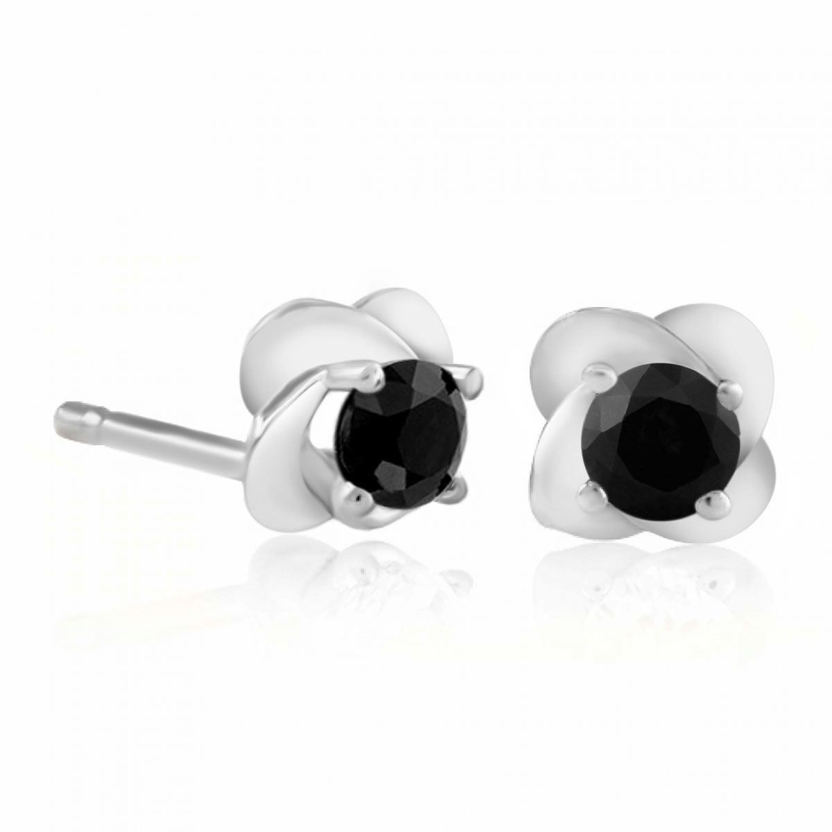 MauliJewels 0.25 Carat Black Diamond Stud Earrings for Women - 14K White Gold 4 Prong Genuine Diamond Wedding Jewelry - Perfect for Bridal, Anniversary Gifts & Special Occasions
