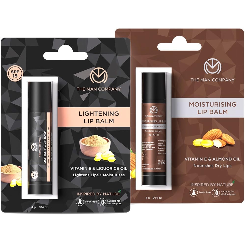 The Man Company Vitamin E Lip Balm Combo - Hydrating & Lightening Lip Care for Dry, Chapped & Dark Lips - Infused with Coconut & Olive Oil - Pack of 1 - Perfect for Daily Lip Care & Nighttime Repair