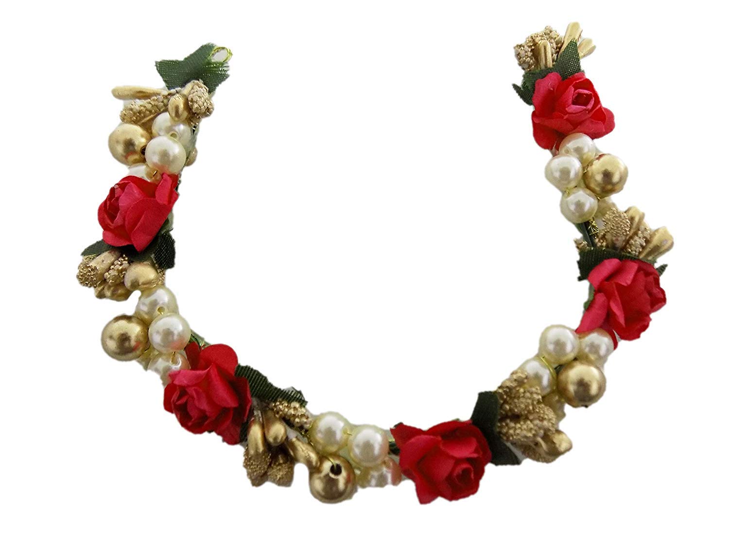 EKAN Women's Floral Beaded Hair Gajra - Stylish Bun Maker Accessory for Bridal, Wedding & Party Hairstyles - Perfect for Indian Traditional Events & Festive Occasions (12-Piece Set)