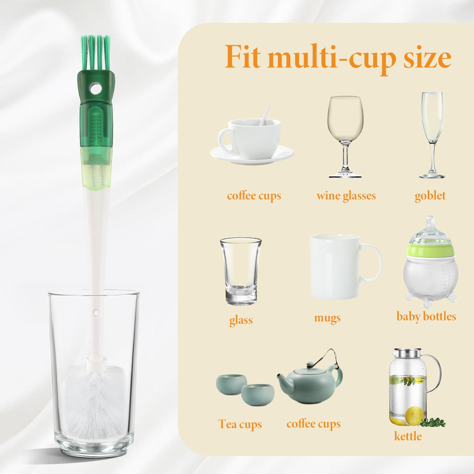 5-in-1 Water Bottle Brush Set - Clean Cups, Lids & Straws for Home & Kitchen Use