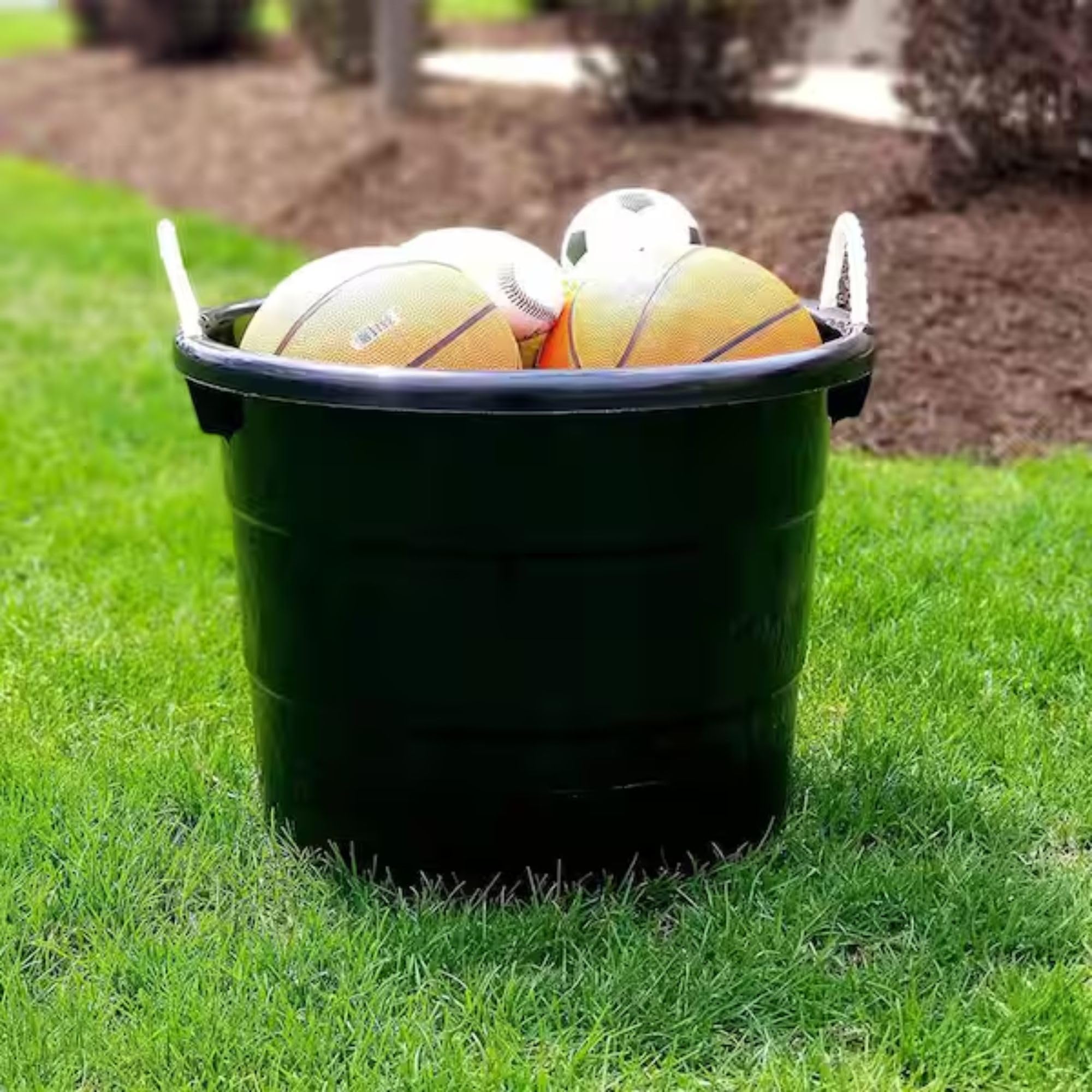 HOMZ 6-Pack 18 Gallon Large Plastic Storage Buckets with Rope Handles - Heavy Duty Utility Tubs for Organizing, Cleaning, and Outdoor Use - Black