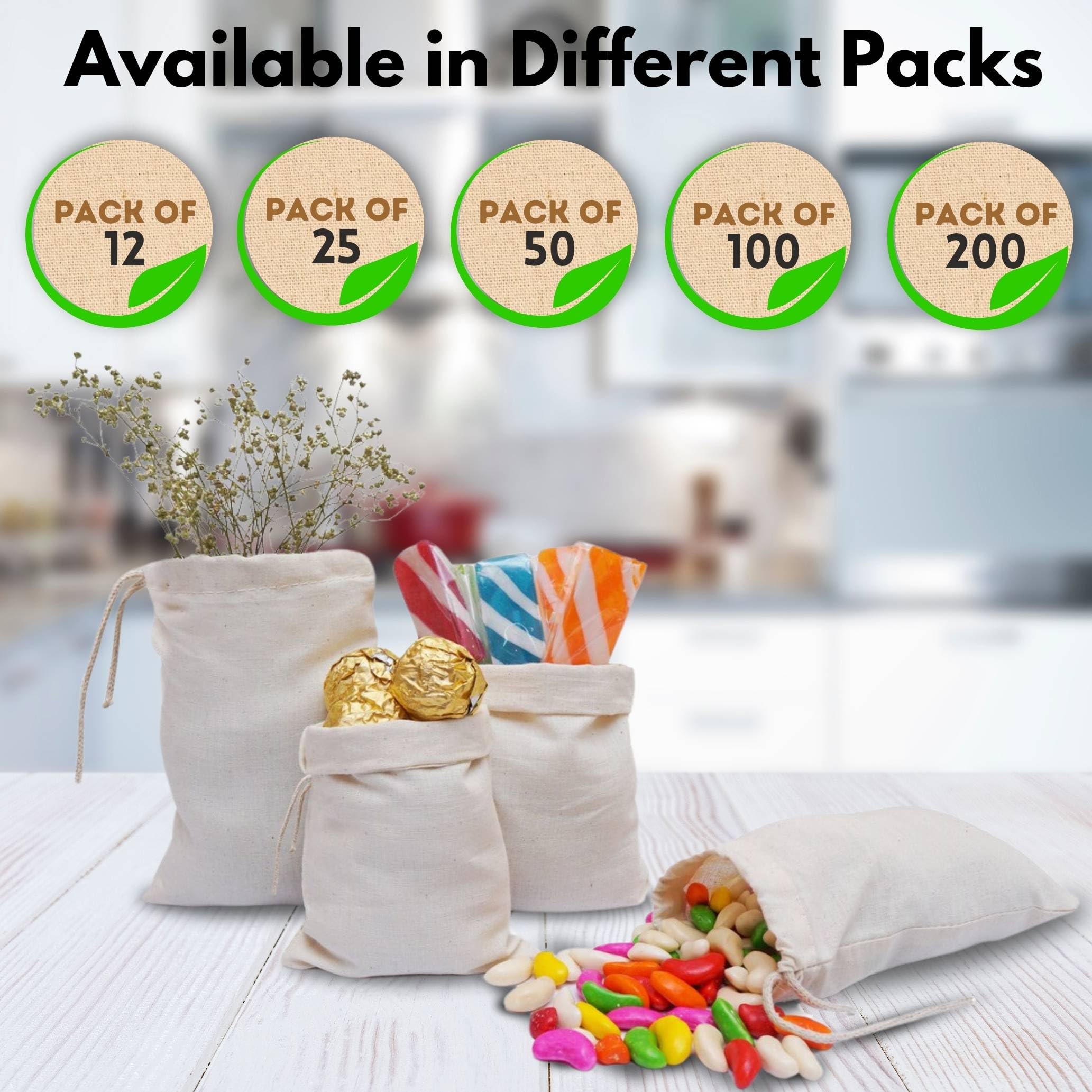 12 Pack 8x12 Inch Drawstring Muslin Bags - Reusable Washable Cotton Spice & Produce Bags for Cooking, Grocery Storage, Tea, Herbs & DIY Crafts | Eco-Friendly Kitchen & Pantry Organization