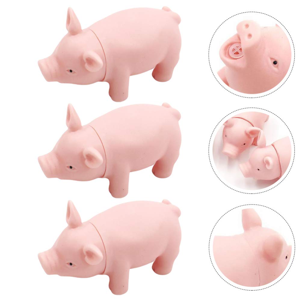 Balacoo 3-Piece Pig-Shaped Puppy Teething Toys - Squeaky Interactive Chew Toys for Small & Medium Dogs - Perfect for Teething Relief, Playtime & Training (Durable BPA-Free Rubber) - Great for Indoor Play, Outdoor Fetch & Puppy Training Sessions