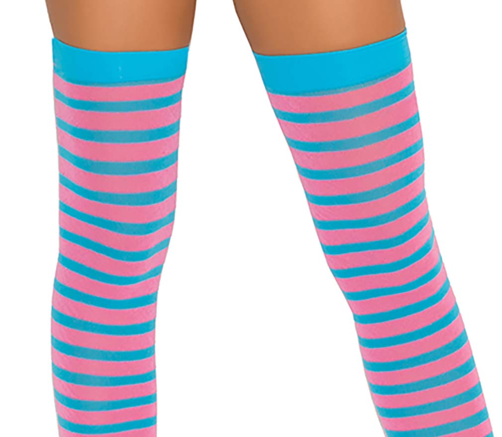 Sexy Striped String Bra & Tie Side Thong with Thigh High Stockings - 3 Piece Lingerie Set for Women | Perfect for Valentine's Day, Anniversary Gifts & Romantic Nights
