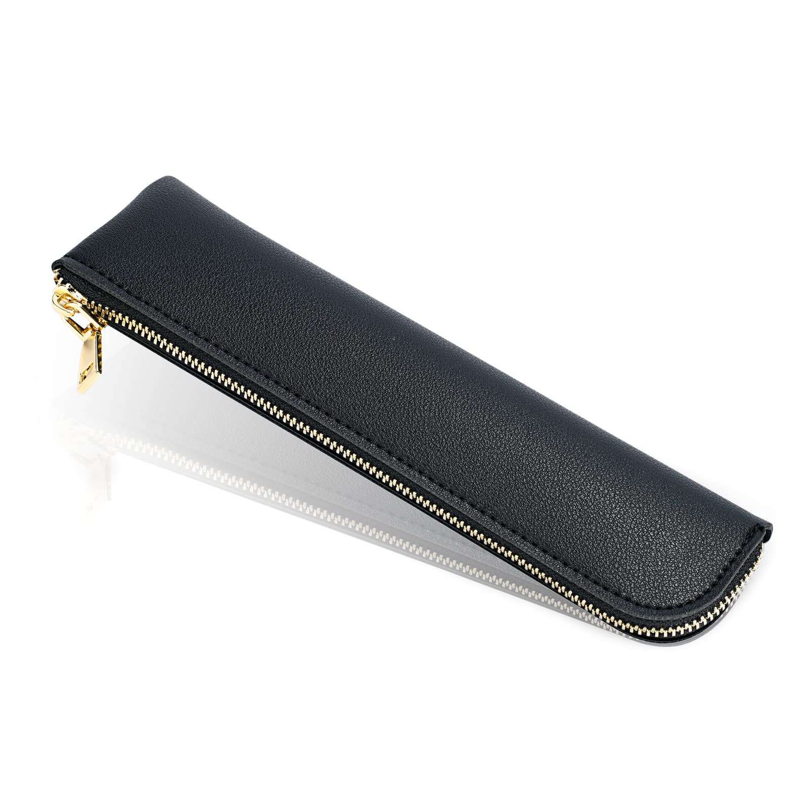 Premium Black Zippered Pencil Case - Slim Pencil Pouch for School, Office & Travel - Durable Pen Holder for Students & Professionals - Perfect for Backpacks, Desks & Work Essentials Organization