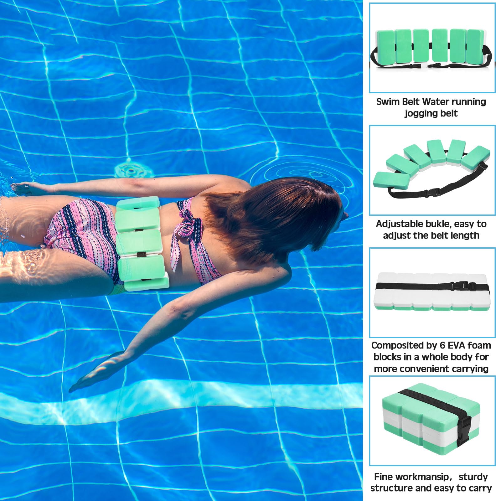 5-Piece Aquatic Exercise Set with 2 Ankle Weights, 2 Water Dumbbells & Swim Belt - Pool Fitness Equipment for Water Aerobics, Hydrotherapy & Low-Impact Workouts
