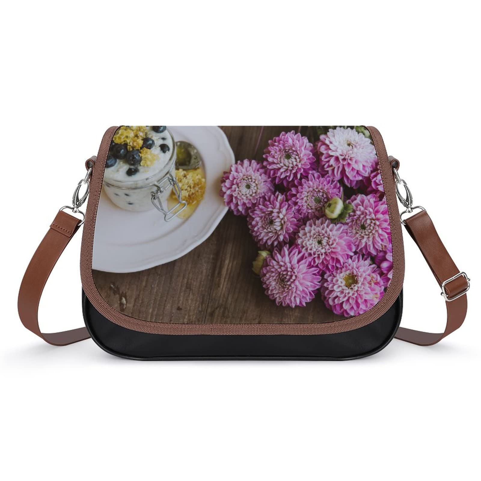 Trendy Printed Crossbody Bags for Women - Fashion Leather Shoulder Purse with Daisy Floral Design - Perfect for City Commute, Brunch & Daily Use