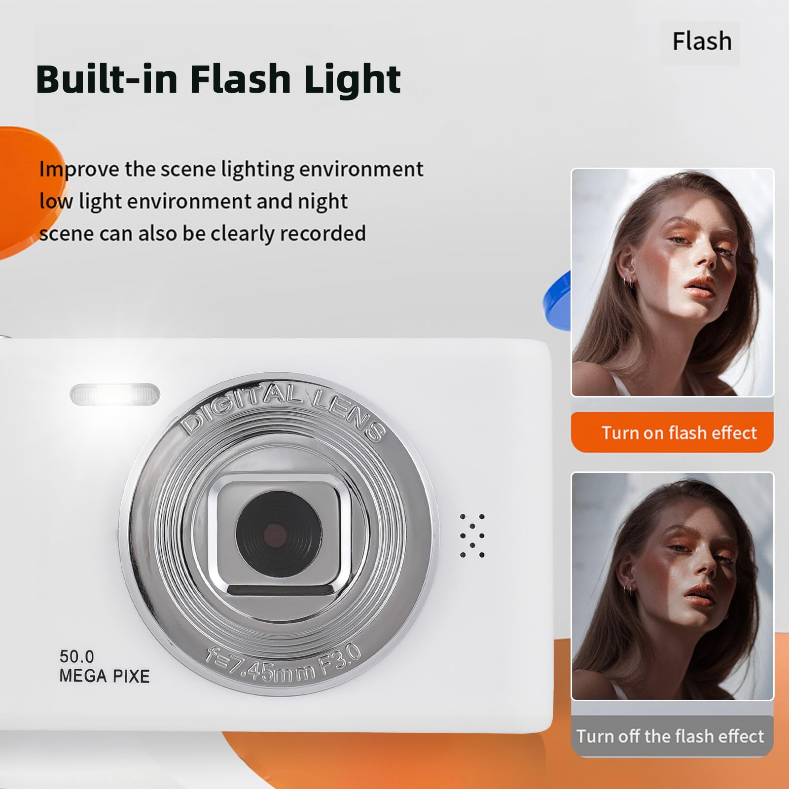 FHD 1080P Digital Camera with 8X Zoom - Compact Point and Shoot Camera for Beginners, Includes 32GB Memory Card (White) - Perfect for Travel, Vlogging & Everyday Photography