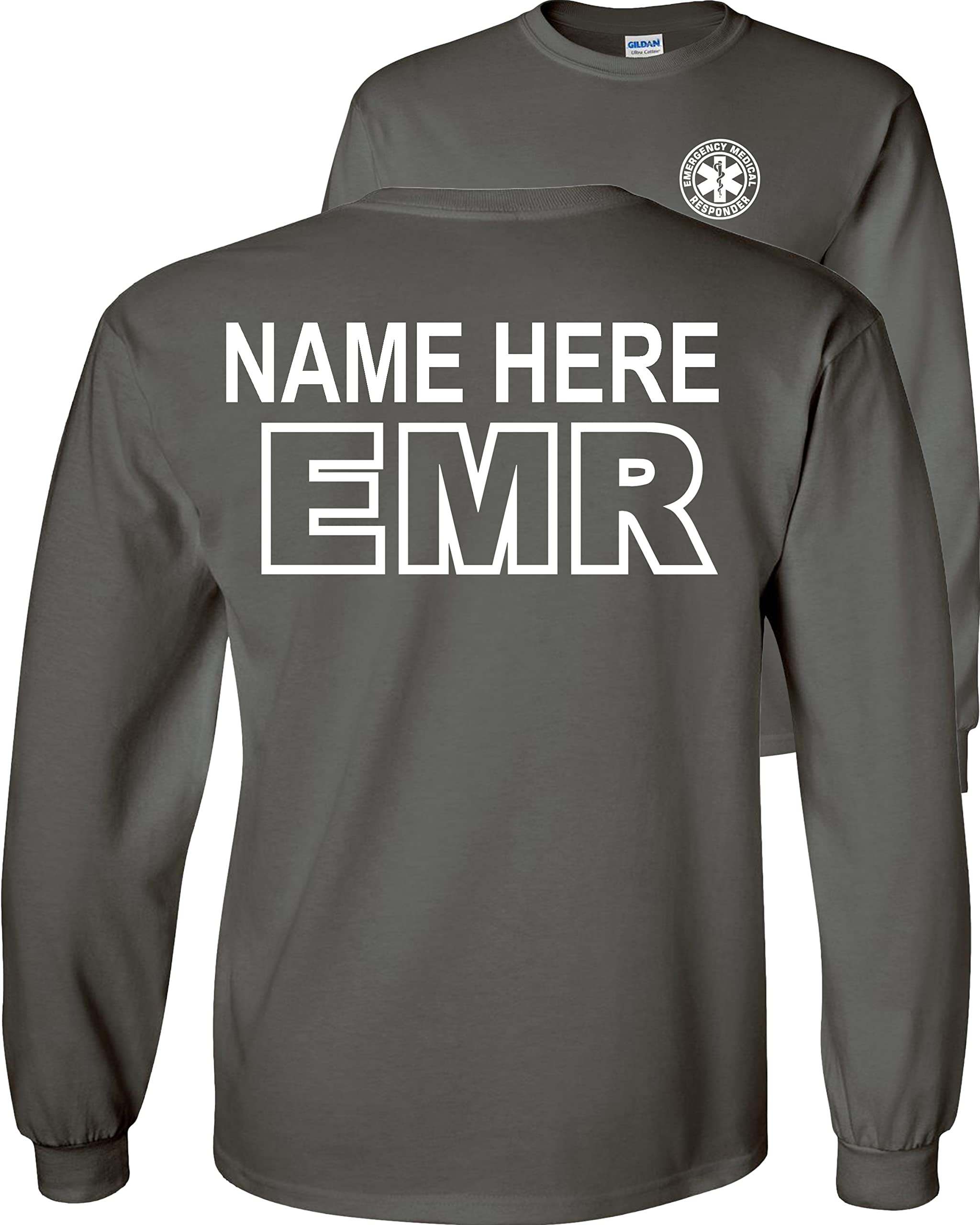 Custom EMR Long Sleeve Shirt for Emergency Medical Responders - Personalized EMS Uniform for EMTs, Paramedics & First Responders - Perfect for Emergency Calls, Medical Training & On-Duty Wear
