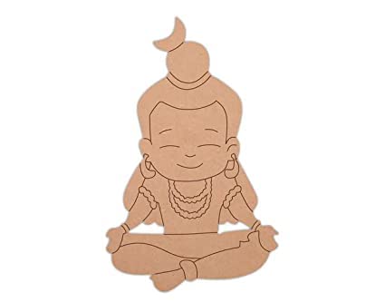 Printfry Lord Baby Shiva Pre-Marked MDF Base for Painting - 16 Inch DIY Craft Wooden Board for Home Decor, Art Projects & Spiritual Paintings | Perfect for Artists, Crafters & Hindu Devotees