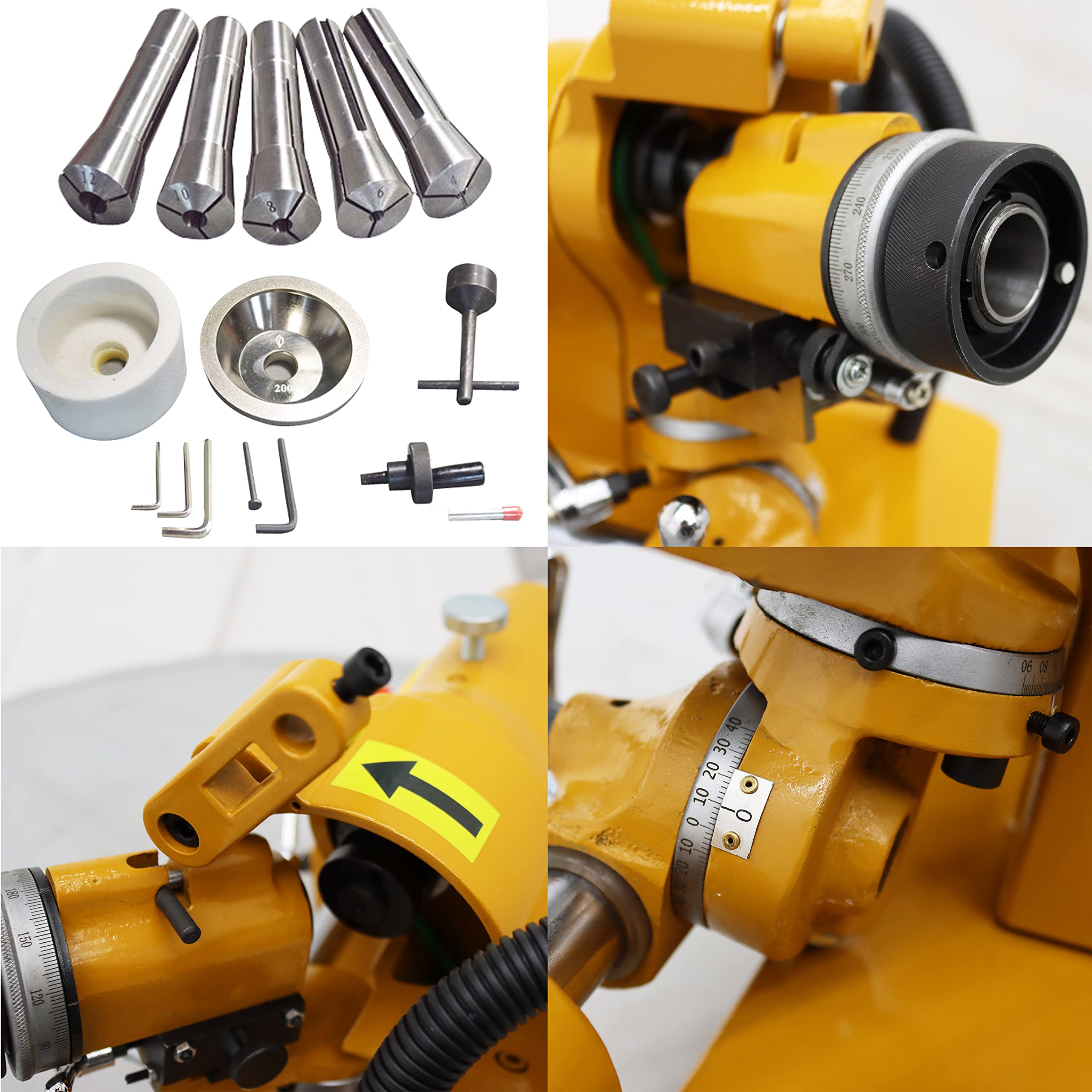 TECHTONGDA Professional Drill Bit Sharpener & End Mill Grinder - 220V R8 Collect Sharpening Machine for Twist Drills & Cutting Tools | Perfect for Metalworking, Woodworking & DIY Projects