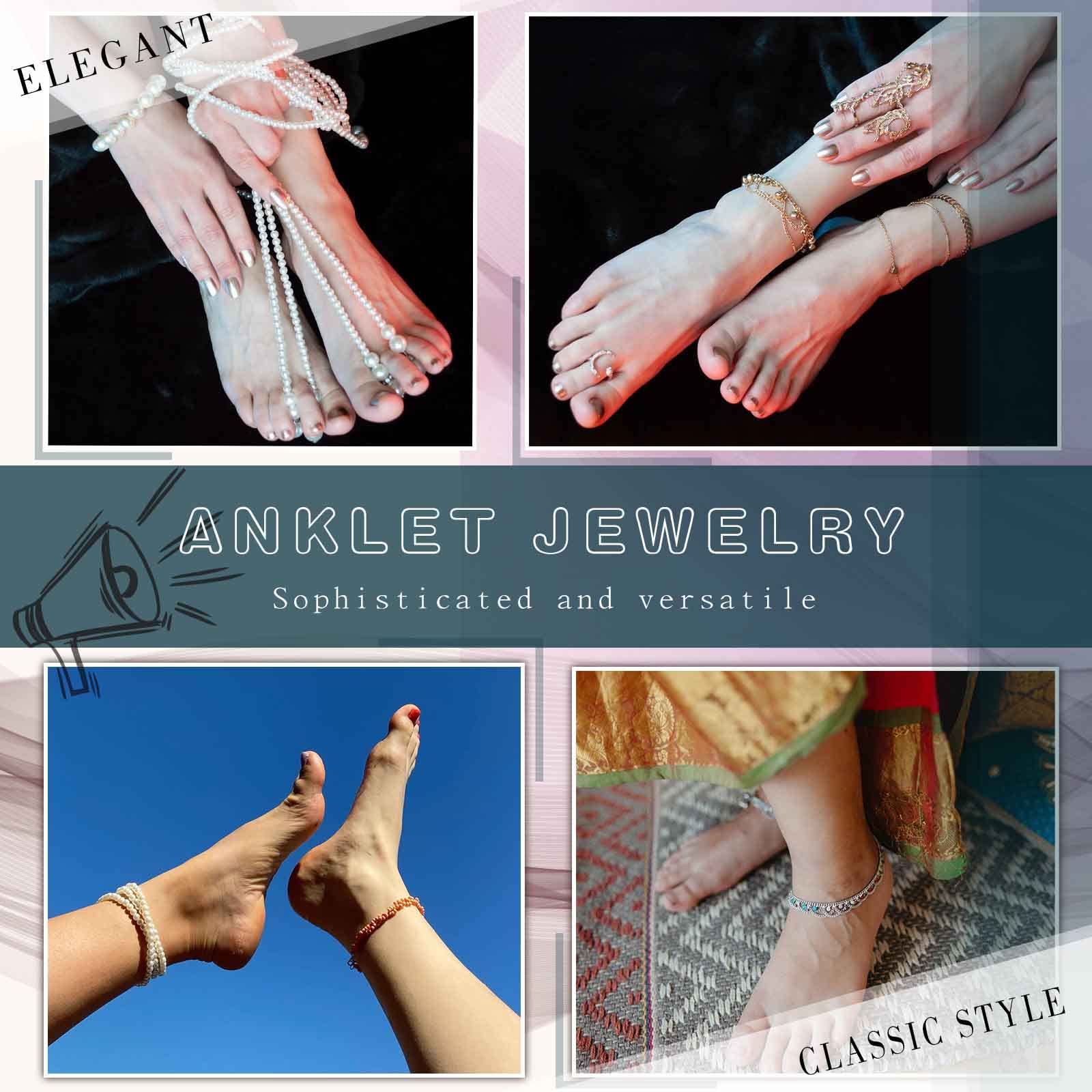 Boho Rhinestone Tassel Anklet - Silver Crystal Drop Ankle Bracelet with Faux Diamond & CZ Fringe Chain for Women & Girls | Perfect for Beach, Festival & Summer Outfits