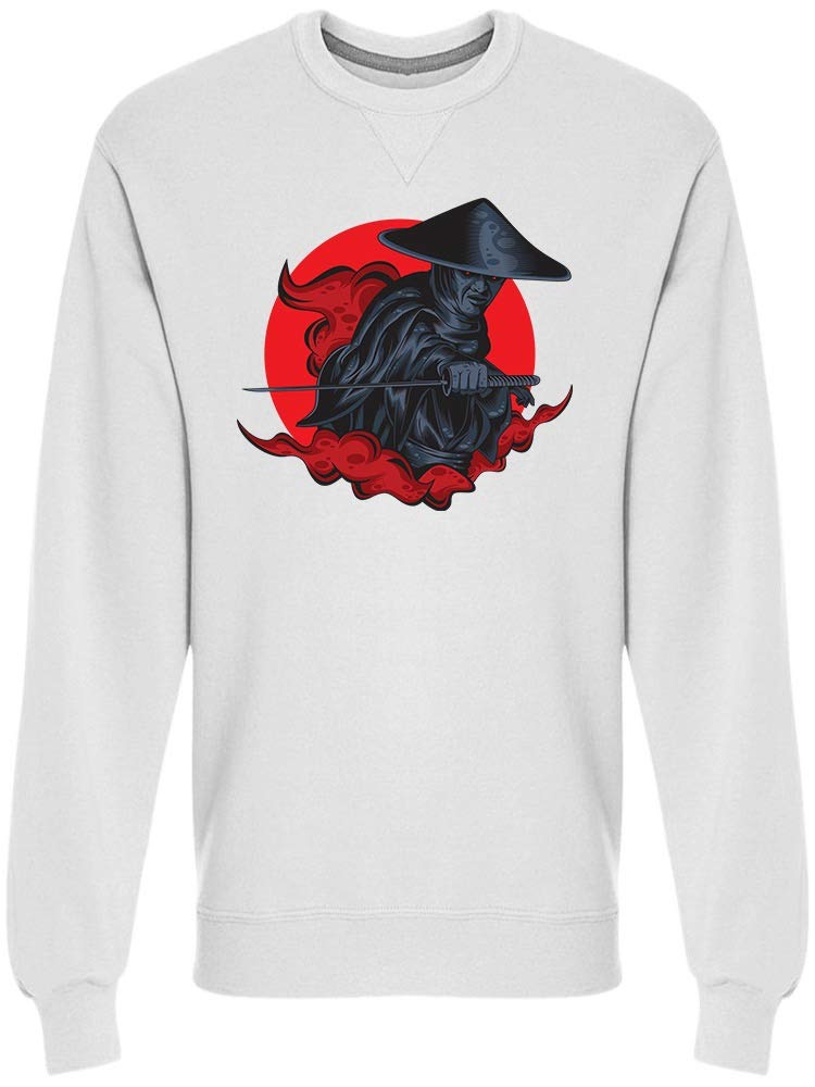 Red Moon Samurai Shadow Sweatshirt for Men | Japanese Streetwear Hoodie | Casual & Urban Fashion | Perfect for Street Style, Anime Conventions & Everyday Wear