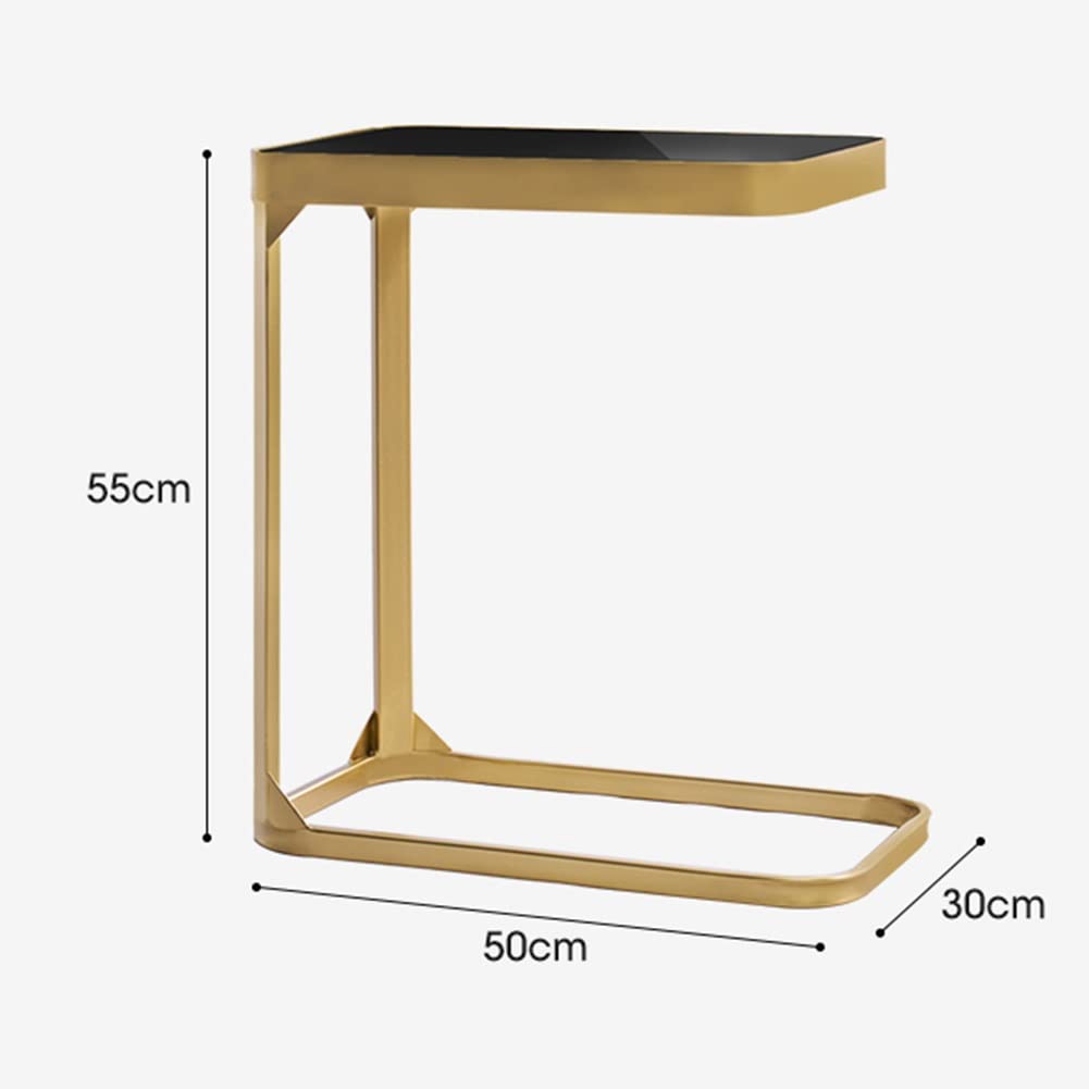 Modern C-Shaped Side Table with Metal Bracket - 50x30x55cm Sofa Coffee Table, Bedside Table & Living Room Storage Shelf (Black) - Perfect for Small Spaces, Apartment Decor & Coffee Cup Placement