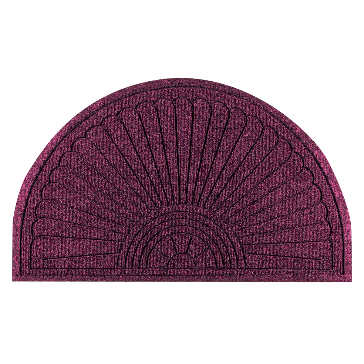 Premium M+A Matting 272 Waterhog Grand Classic Half Oval Doormat - Indoor/Outdoor Polypropylene Fiber with Non-Slip SBR Rubber Backing - 3.3' x 6' Bordeaux Red - Perfect for Entryways, Mudrooms & High-Traffic Areas