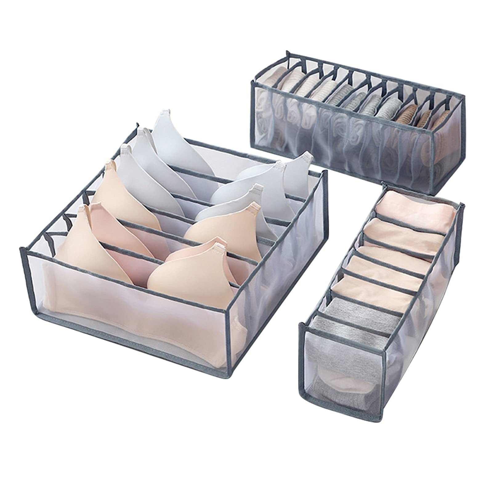JSJJEDC 3-Piece Foldable Storage Box Set - Drawer Organizer for Bras, Ties, Underwear, Socks & Scarfs | Space-Saving Closet Organization | Perfect for Bedroom, Dorm & Travel Use (Color: 1)