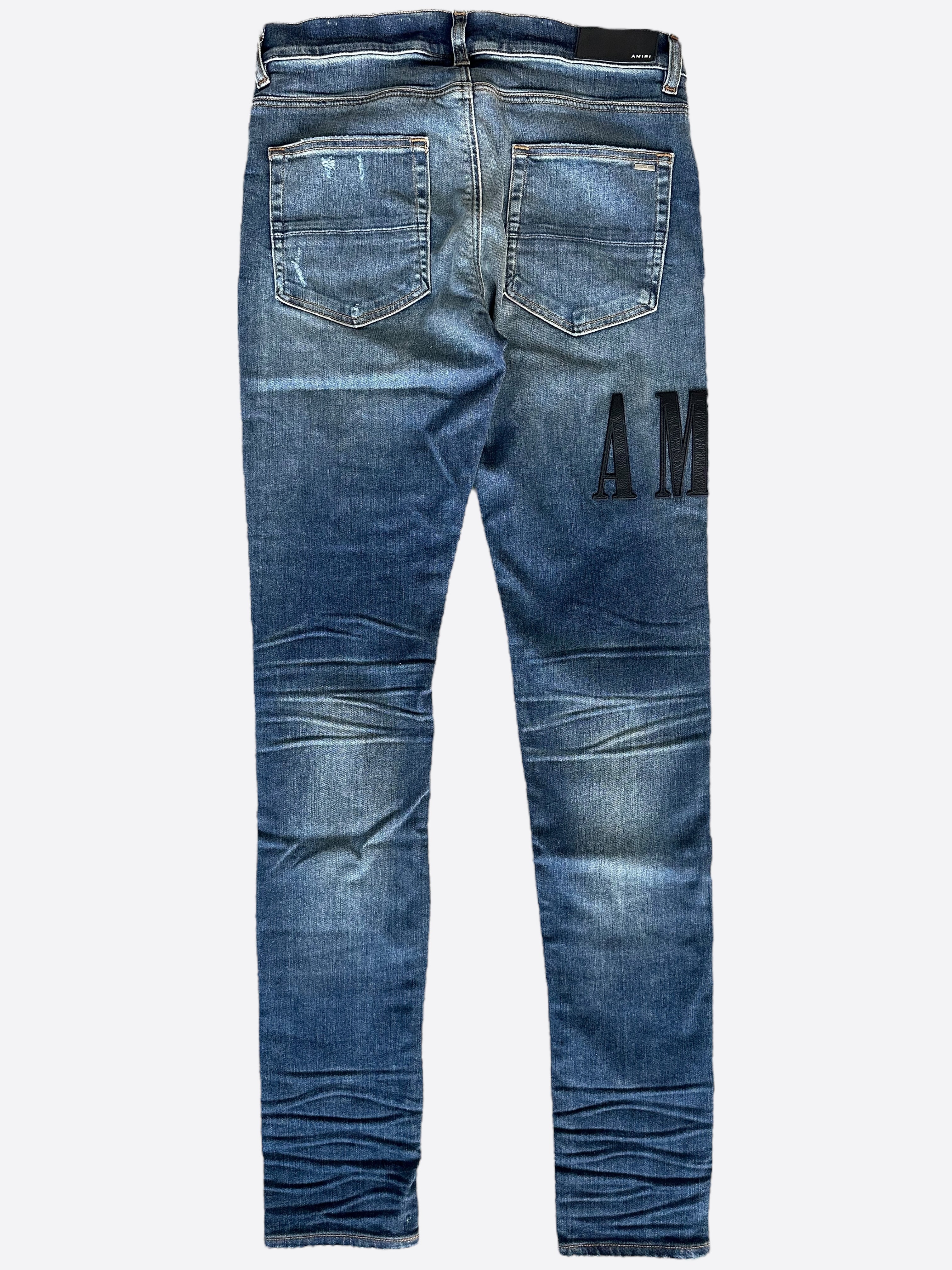 Amiri Indigo Black Core Applique Logo Jeans - Premium Designer Denim for Men | Perfect for Casual Wear, Night Out & Street Style Fashion