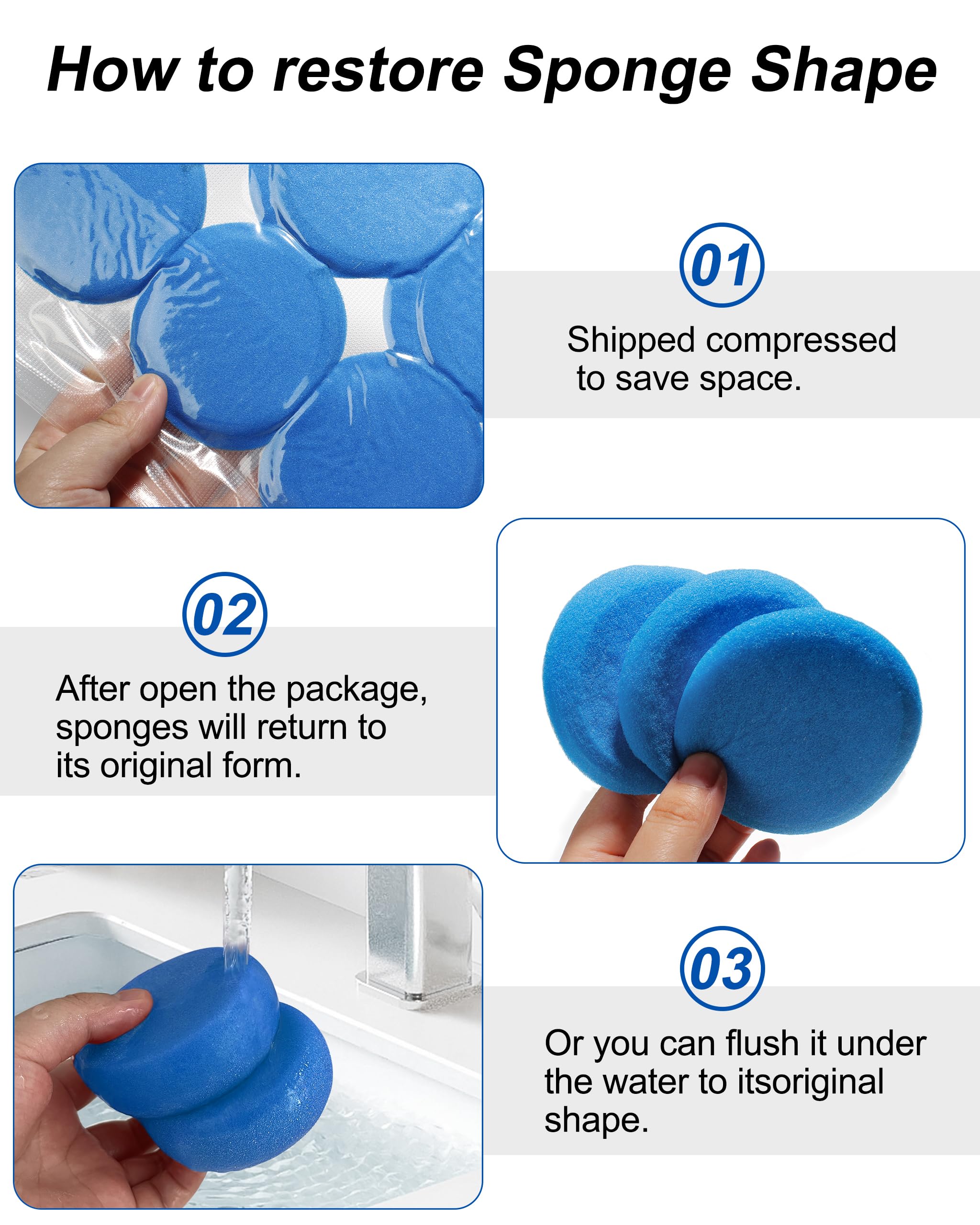 12-Pack Round Synthetic Artist Sponges (2.96 Inch) - Perfect for Watercolor Painting, Acrylic Art & DIY Crafts - Blue Sponge Set for Professional & Hobby Artists