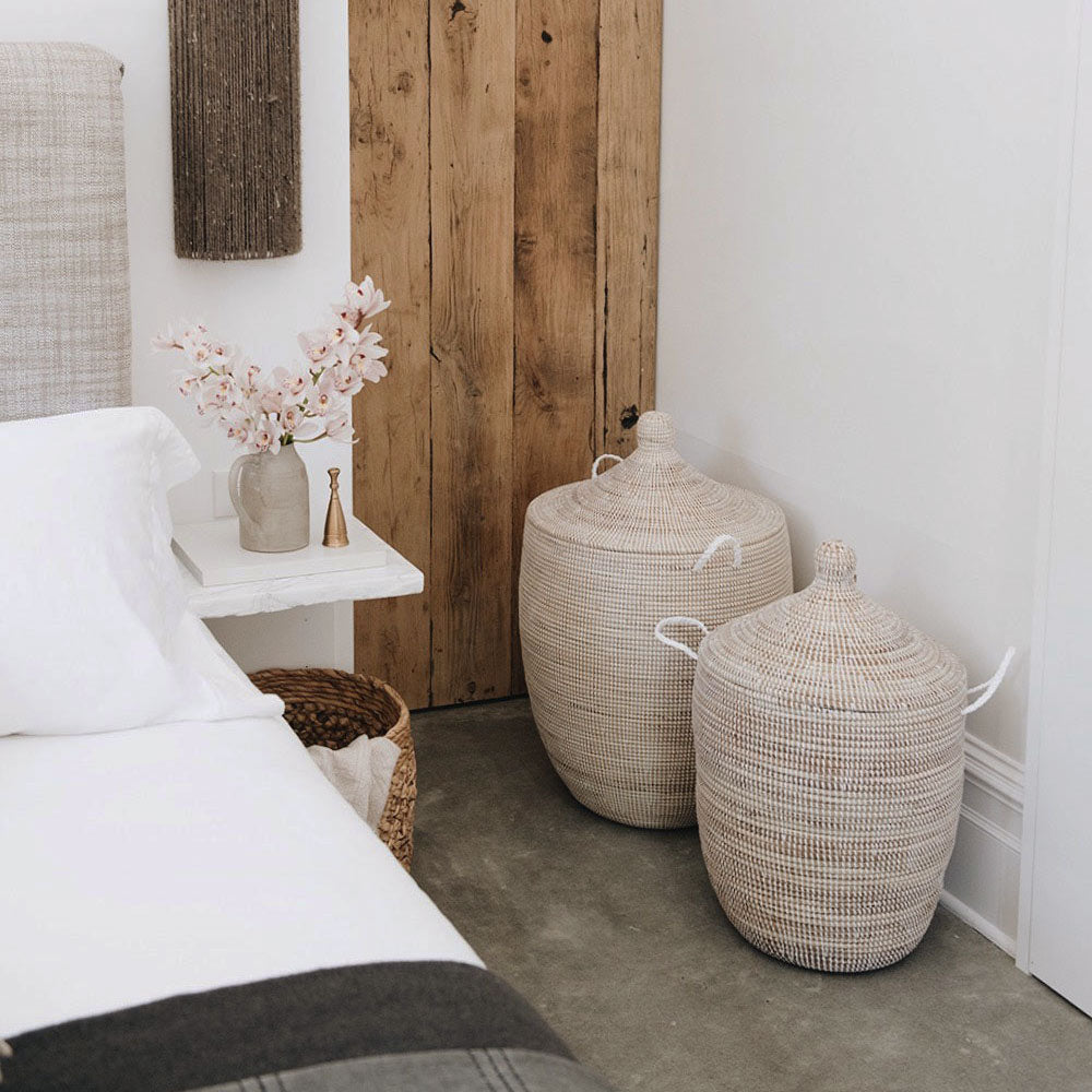 Premium White Large Rosa Storage Basket Hamper - Stylish Laundry Hamper, Closet Organizer & Toy Storage for Home, Nursery, or Bathroom