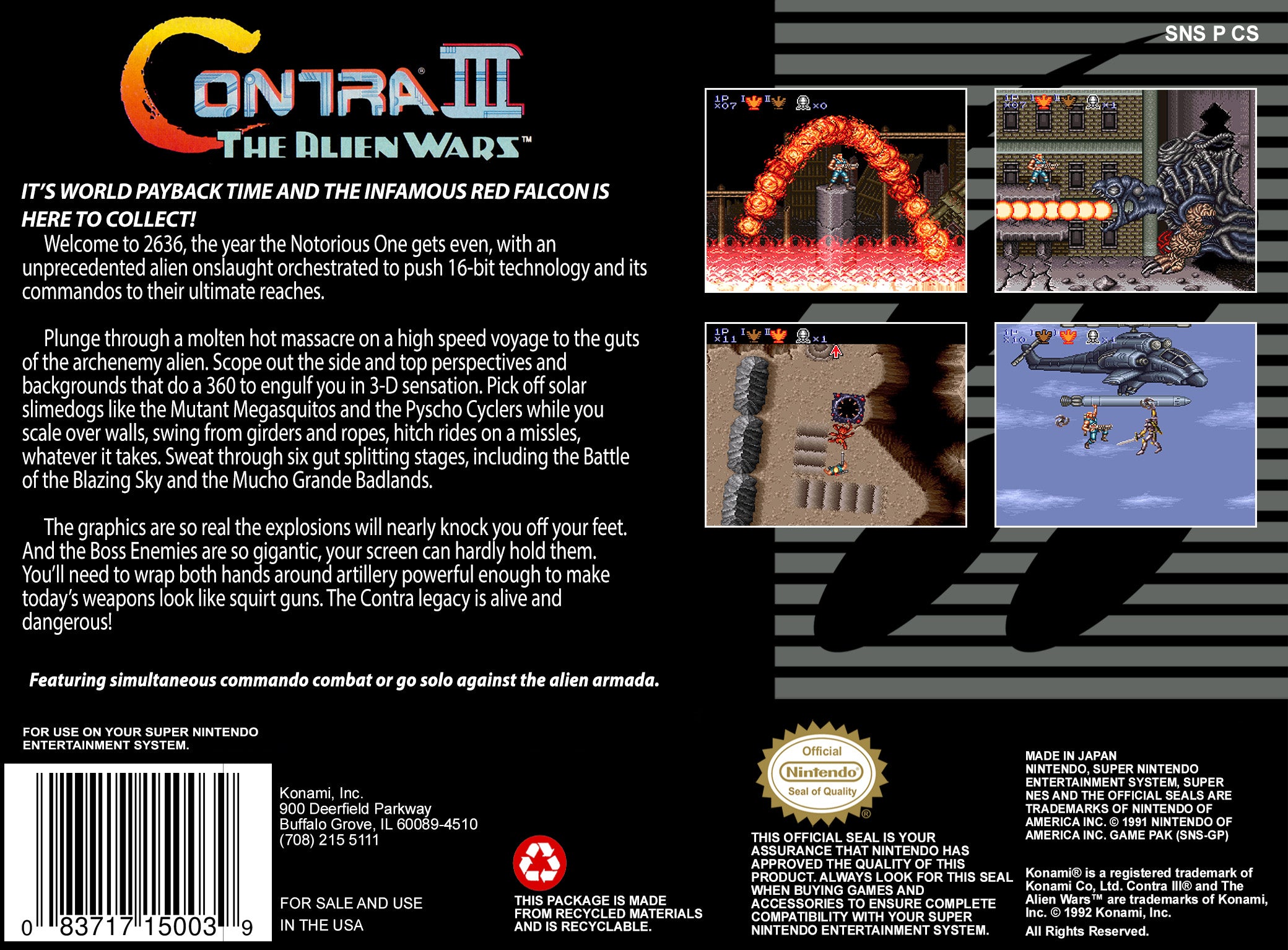 Contra III: The Alien Wars - Classic SNES Action Game | Retro Gaming for Nintendo Enthusiasts | Perfect for Nostalgic Gaming Nights