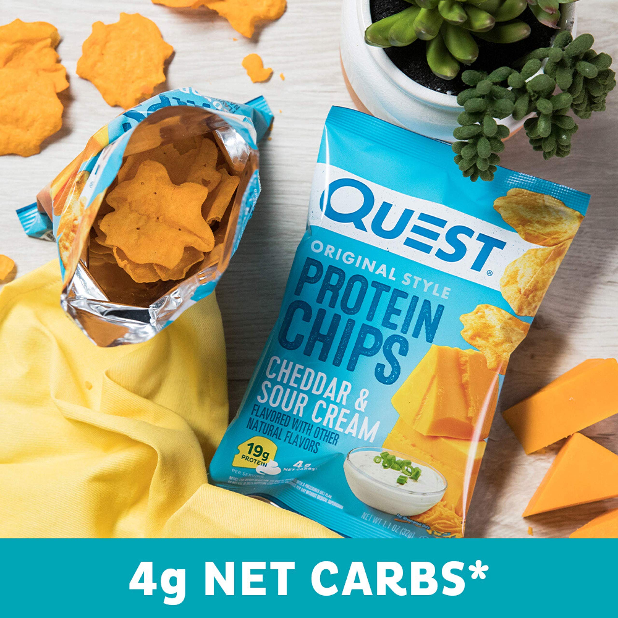 Quest Nutrition Protein Chips - Sour Cream & Onion & Cheddar, 1.1oz (12 Pack) | High Protein Low Carb Keto Snacks for Weight Loss, Gym & Healthy On-the-Go Lifestyle