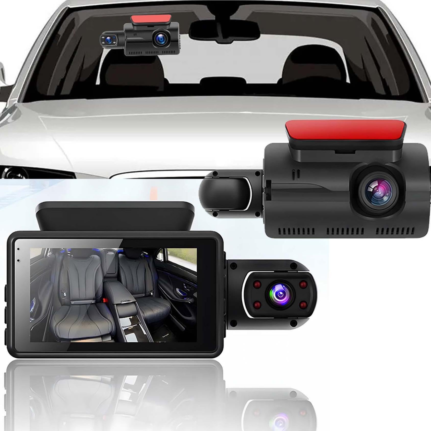 WiFi Dash Cam Front and Rear - Dual 1080p HD Car Camera with 3
