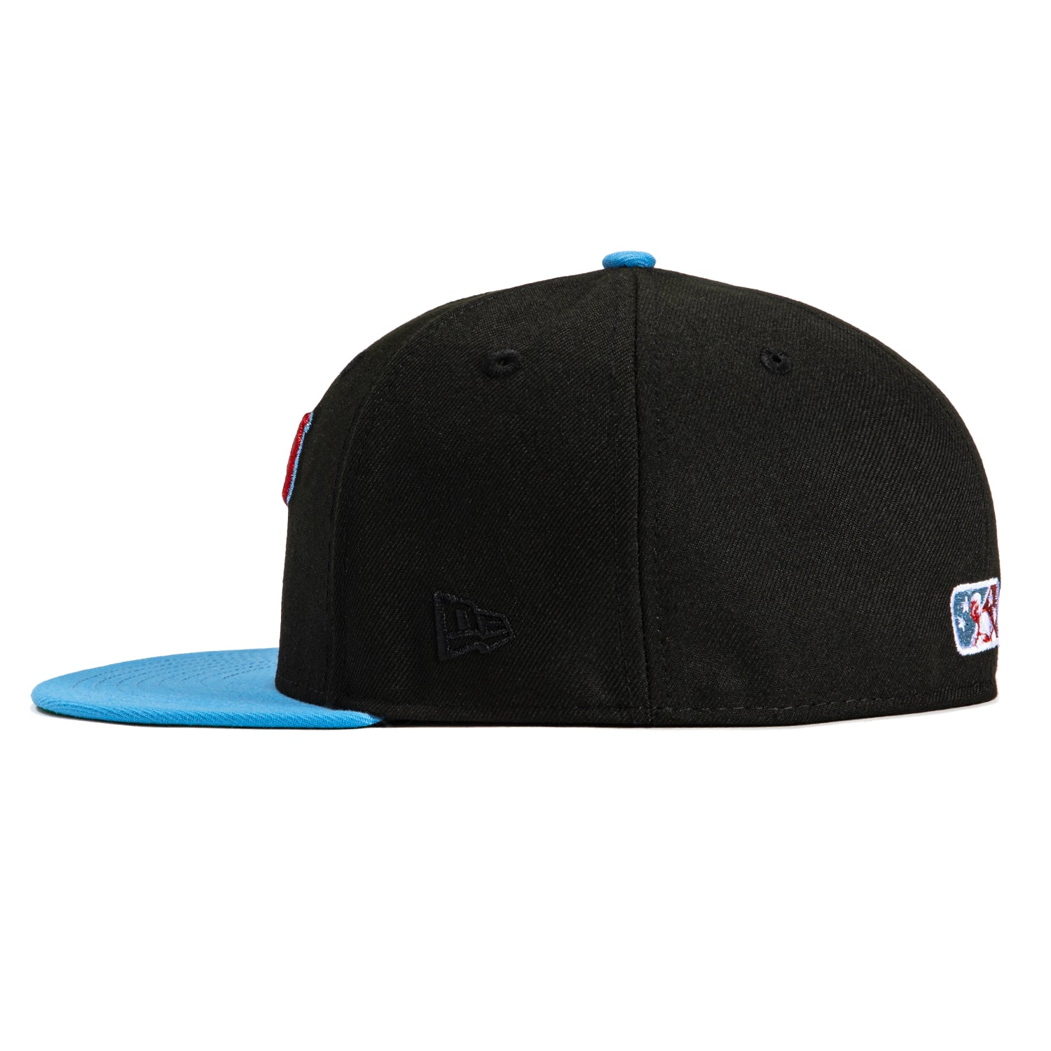 New Era 59Fifty MLB Baseball Cap - Tulsa Drillers Oilers Logo Patch Script Snapback Hat in Black & Light Blue | Adjustable Fit for Men & Women | Perfect for Baseball Games, Streetwear & Casual Outfits