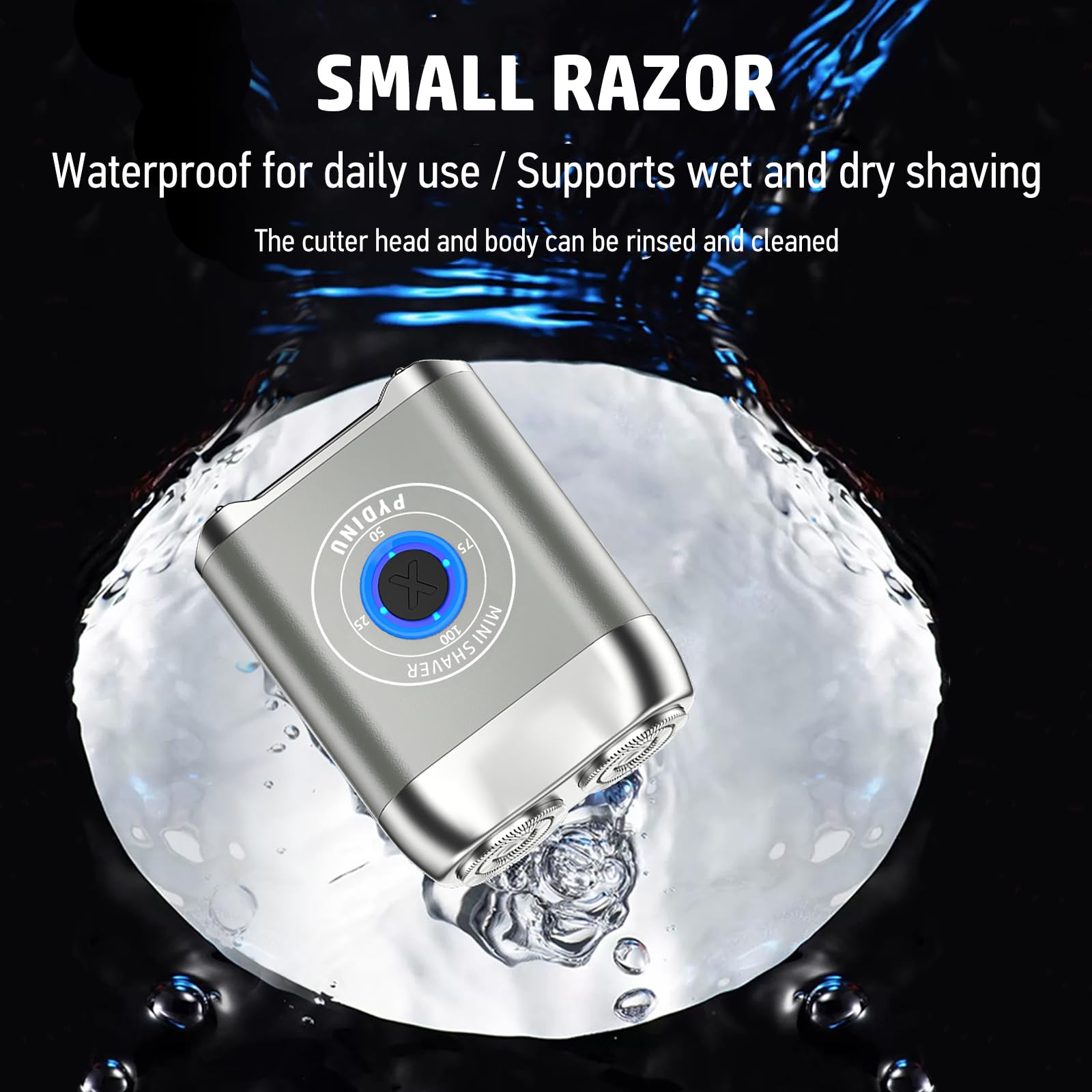 Premium Mini Dual-Head Electric Shaver for Men - USB-C Rechargeable, Waterproof Travel Beard Trimmer with Portable Design - Perfect for Business Trips, Gym Bags & Daily Grooming (Silver)