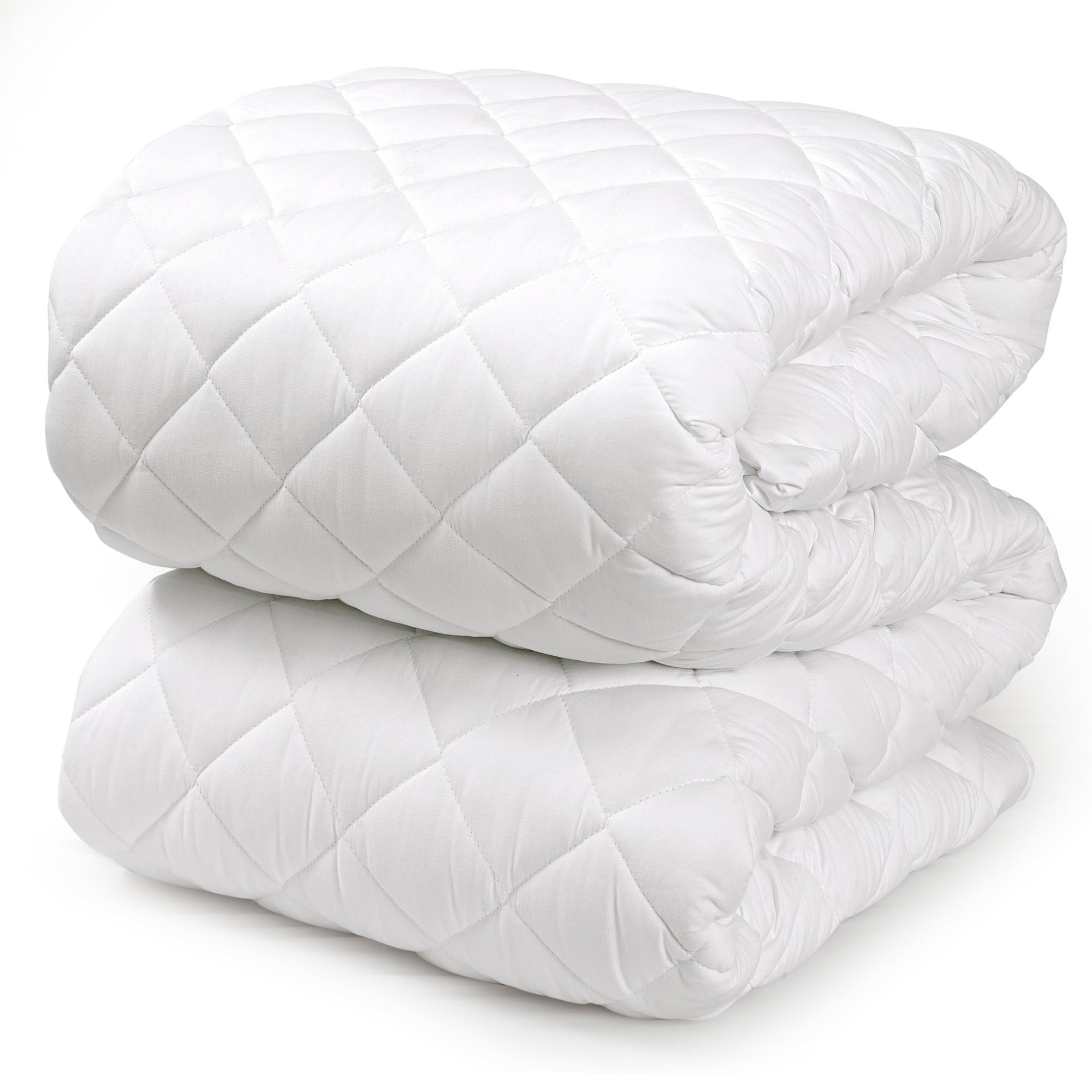 Royale Linens Twin Size Mattress Topper - Soft Quilted Mattress Protector with Deep Pocket (Fits Up to 16 Inch) - Elastic Fitted Bed Cover - Machine Washable & Hypoallergenic - Perfect for Guest Beds, Dorms & Home Use (39x75 Inches)