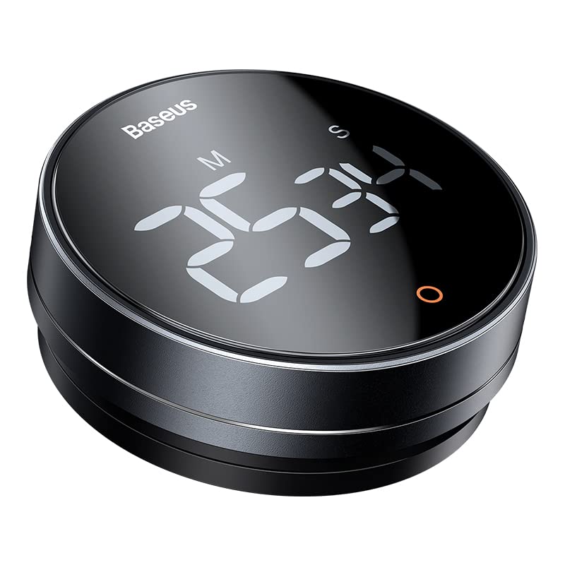 Baseus Heyo Pro Digital Countdown Timer - Rotating LCD Display Kitchen Timer with Alarm, Perfect for Cooking, Baking, Workouts & Office Tasks (Black)