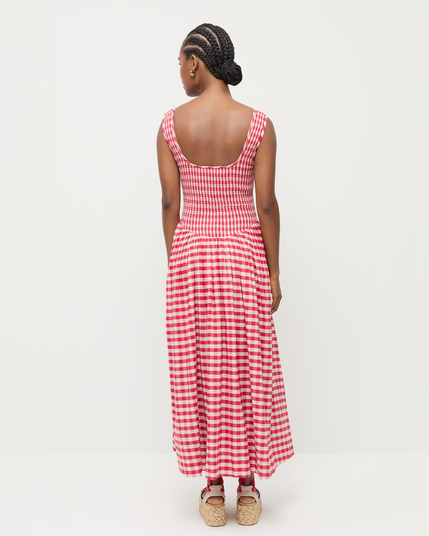 Estelle Red Cream Gingham Smocked Dress for Girls - Perfect for Summer Outfits, Parties & Family Photos