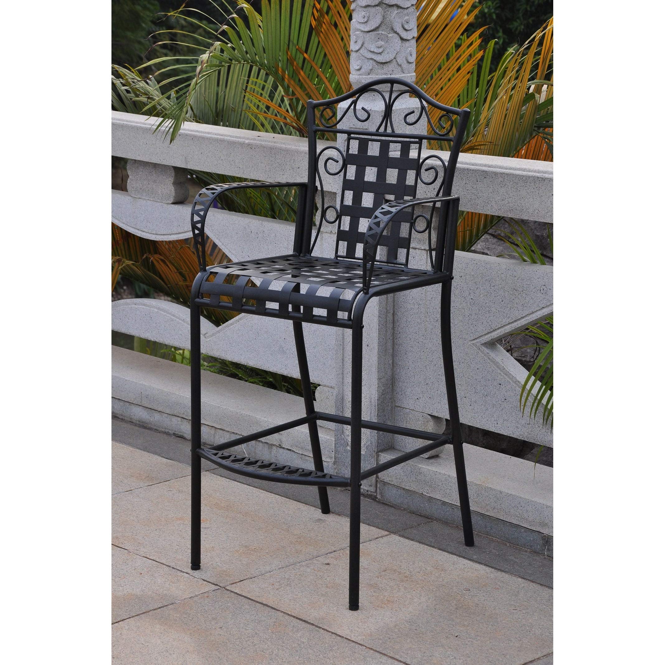 Set of 3 Vintage Iron Bar Bistro Chairs - Outdoor Patio Dining Furniture for Garden, Cafe & Restaurant Decor - Heavy Duty Metal Chairs for Indoor/Outdoor Use