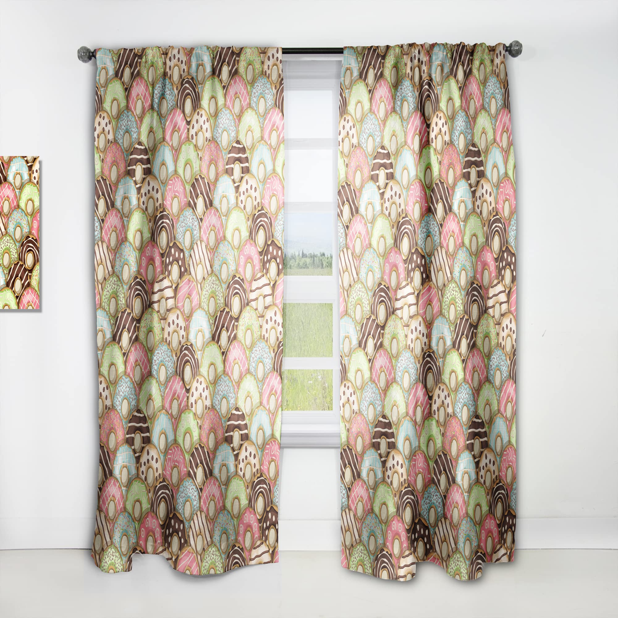 DesignQ Thermal Insulated Donut Pattern Curtains - Single Panel 52x95 Inches for Bedroom & Living Room - Blackout Window Drapes for Home Decor & Privacy