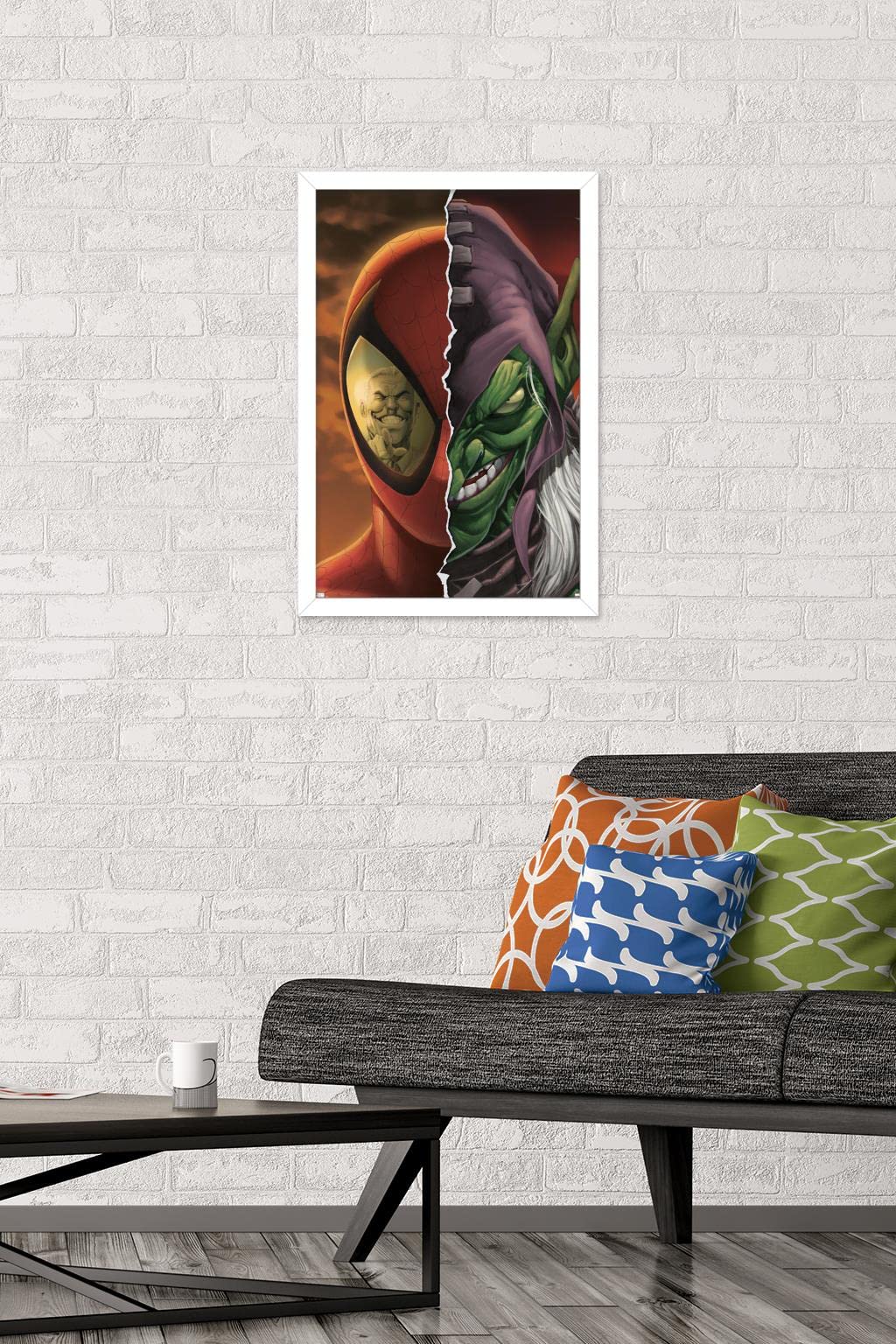 Marvel Comics Green Goblin Spider-Man House of M #4 Wall Poster - 22.4x14.7 Inches White Framed Art Print for Home Decor, Office & Gifts | Superhero Room Decor, Comic Book Fan Collectible